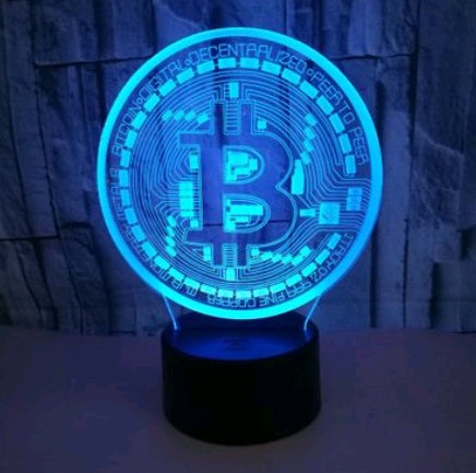 Bitcoin 3D visual stereo lighting Colorful touch 3D night light