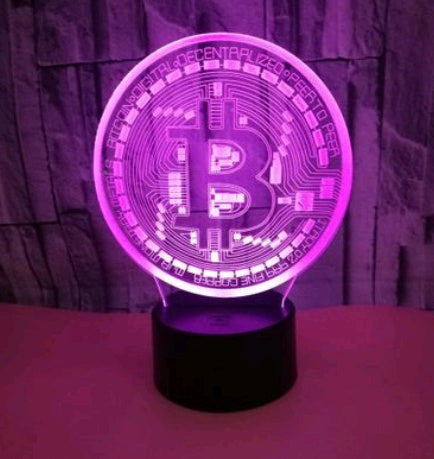 Bitcoin 3D visual stereo lighting Colorful touch 3D night light