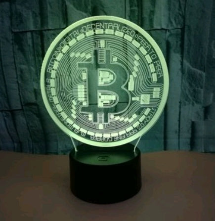 Bitcoin 3D visual stereo lighting Colorful touch 3D night light