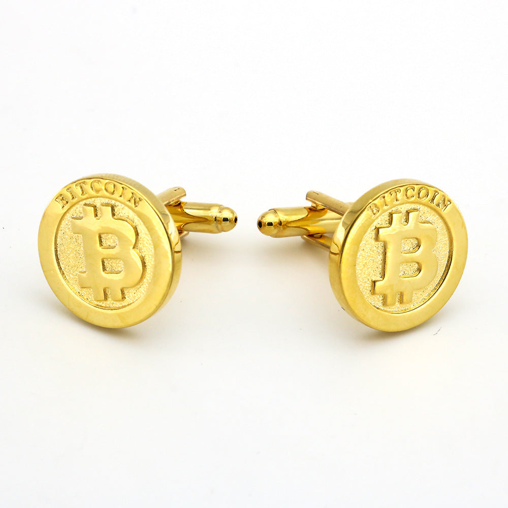 Men's Gold Bitcoin Cufflinks Spot Business